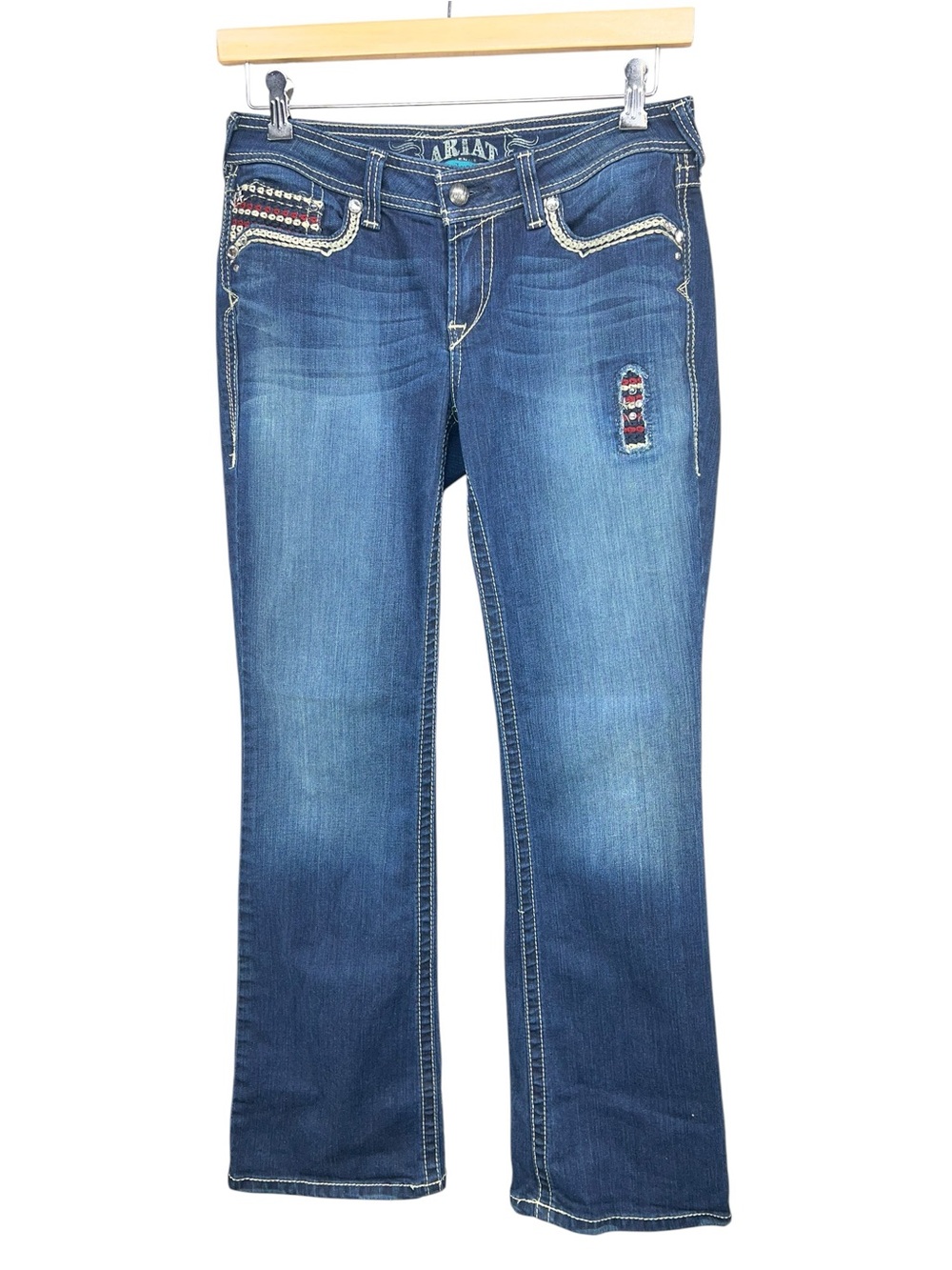 Ariat Turquoise Western Rhinestone Bling Bootcut Jeans Womens 29R
